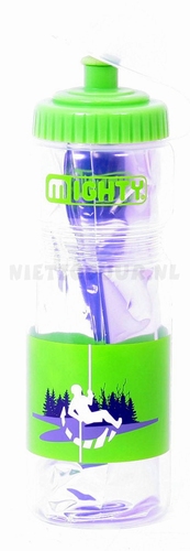 Bidon 400 ml Mighty thermo zilver/groen