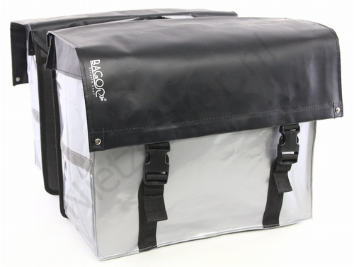 Bagoo dubbele fietstas bisonyl zwart / zilver 58 liter