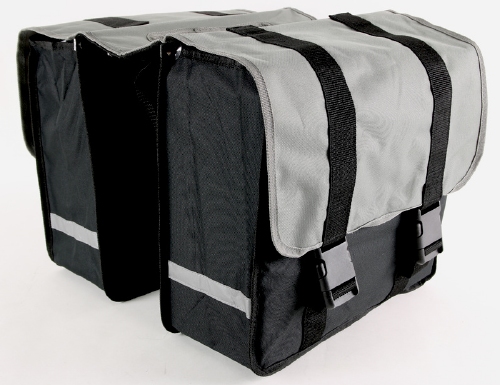 Dubbele fietstas 40 liter sterk en waterafstotend zwart / grijs