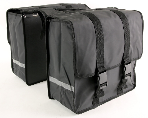 Dubbele fietstas 45 liter waterafstotend bisonyl zwart