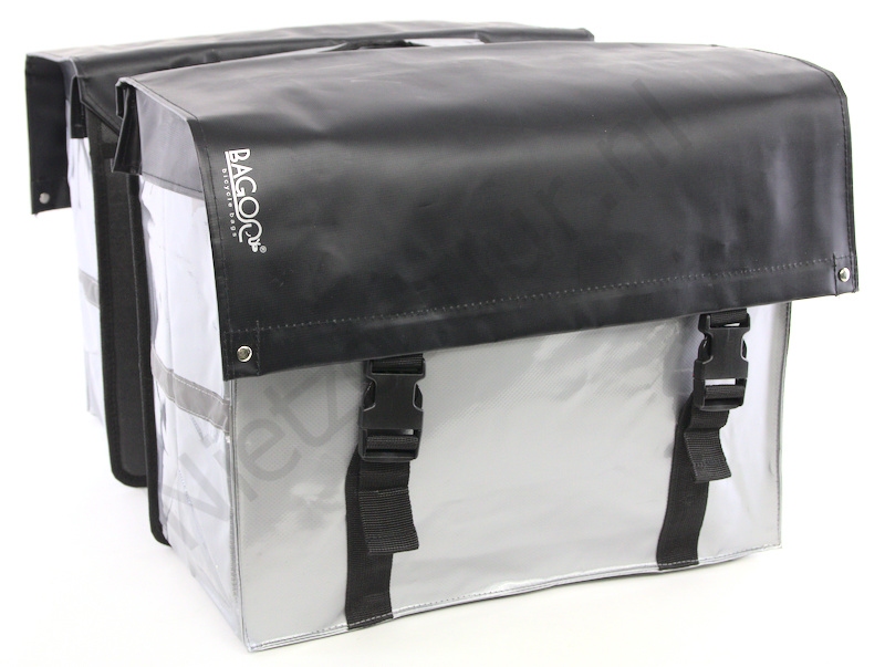 Bagoo dubbele fietstas bisonyl zwart / zilver 58 liter