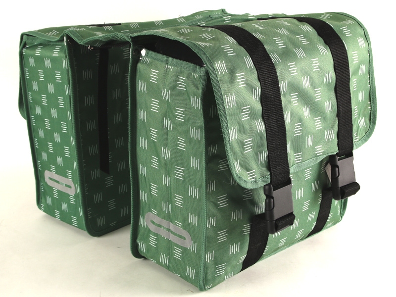 Dubbele fietstas 32 liter waterafstotend polyester groen