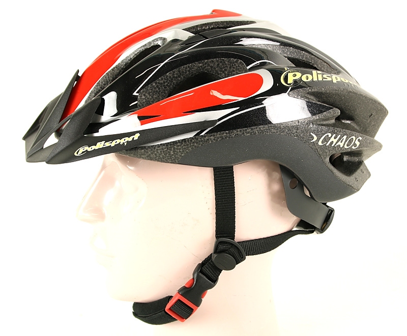 Fietshelm Polisport chaos maat 56-61 zwart/zilver/rood