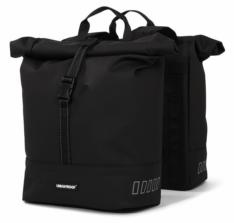 Urban proof dubbele fietstas rolltop zwart 38 liter