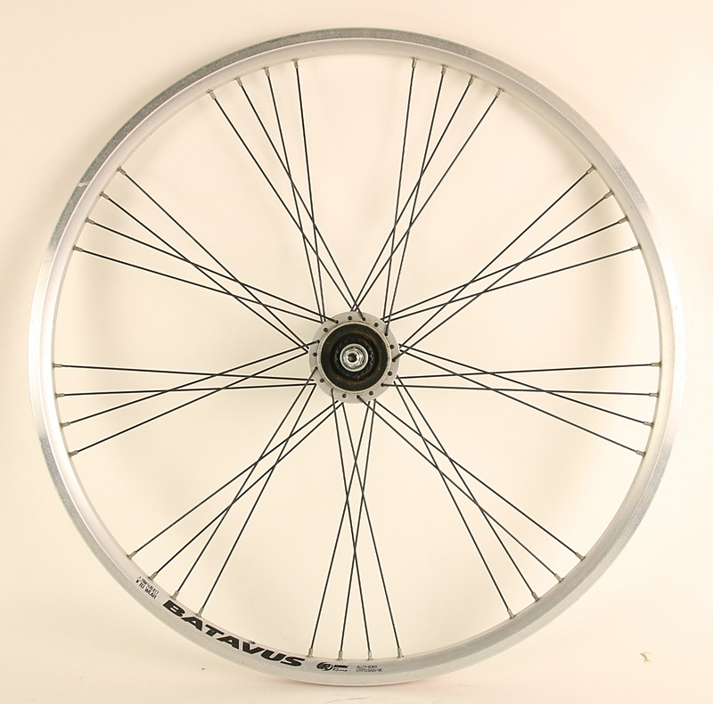 Voorwiel 28 inch blanke velg zwarte spaken rollerbrake