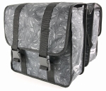 Dubbele fietstas polyester 40 liter blad motief zwart / grijs